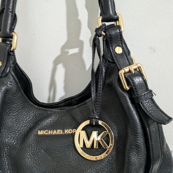 Michael Kors Black Leather Shoulder Bag with Gold Accents - Picture 7 of 14